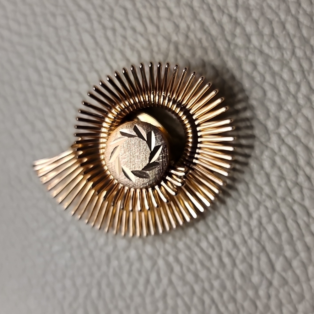 Gold Spiral Sunburst Brooch - Elegant Women’s Jewelry